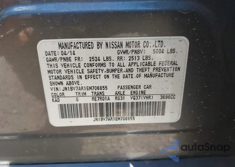 2014 Infiniti Q50 Premium z USA, uszkodzony, nr VIN JN1BV7AR1EM706655